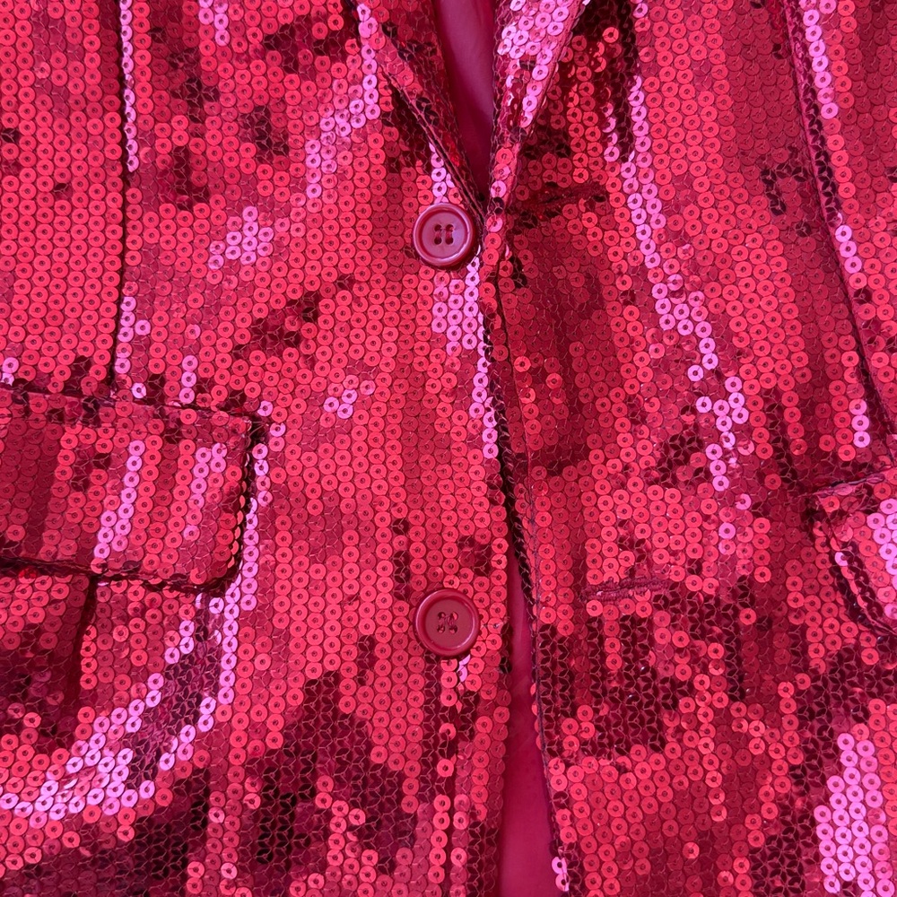 Vibrant Red Sequin Blazer - Picture 4 of 8